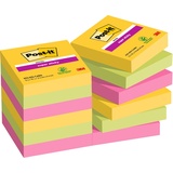 Post-it Super Sticky Notes Carnival Collection, 48 x 47,6 mm, Gelb, Blau. Grün, Pink. Orange - Extra-stark klebende Notizzettel