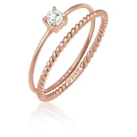 Elli Ring 925 Sterling Silber Ring Set in Rosegold