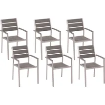 Beliani Gartenstuhl grau/silber 6er Set