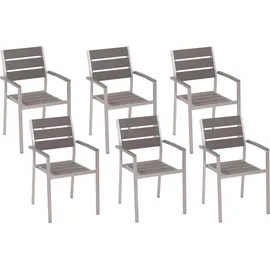 Beliani Gartenstuhl grau/silber 6er Set