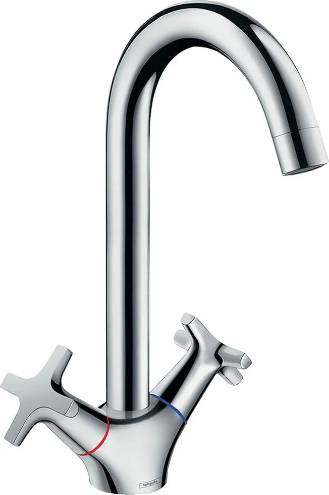 Küchenarmatur HANSGROHE "Logis M32", silber (chrom), H:290cm T:18,7cm, Armaturen, Logis M32 220 wassersparend 1 Strahlart, chrom