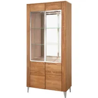 Szynaka meble Feldmann-Wohnen Standvitrine, Braun, Holz, 90x200x42 cm, Wohnzimmer,