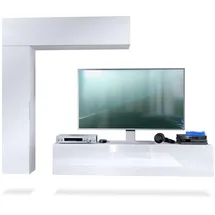 Vladon Wohnwand, Weiß, Holzwerkstoff, 320x182x39 cm, Wohnzimmer, Wohnwände, Wohnwand-Sets