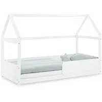 Homestyle4u Hausbett 90 x 200 cm Kiefer massiv weiß