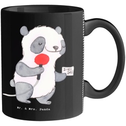 Mr. & Mrs. Panda Tasse Pressesprecher mit Herz – Schwarz – Geschenk, Tasse, Kaffeetasse, Tas, Keramik schwarz