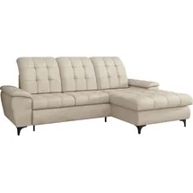 Mirjan24 Ecksofa Crystal, Eckcouch mit Bettkasten und Schlaffunktion, Wellenfeder, L-Form (Farbe: Manila 02, Seite: Rechts) - Couches, Wohnlandschaften, Ecksofas