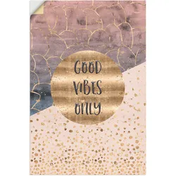 Artland Wandbild »Nur gute Schwingungen«, Sprüche & Texte, (1 St.), als Alubild, Outdoorbild, Leinwandbild, Wandaufkleber, versch. Größen Artland Farbe Bild(er): goldfarben