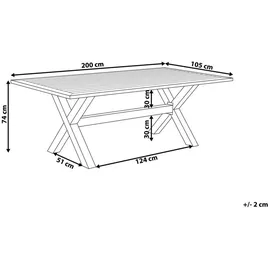 Beliani Cascais Gartentisch 200 x 105 x 74 cm Grau
