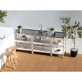 Beliani Outdoor-Kücheninsel Vilama weiß