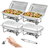 Vevor Edelstahl Warmhaltebehälter Speisenwärmer Wärmebehälter 4x7,5L 4 Stk Chafing Dish Set