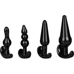 Vielseitiges Analplug-Set, 4 Teile, 9,5 - 12,5 cm, schwarz