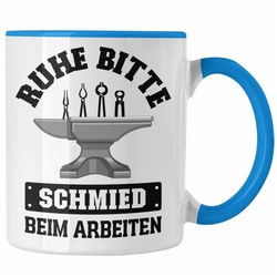 Trendation Tasse Trendation – Schmied Geschenke Tasse mit Spruch Hufschmied Kaffeetasse Geschenkidee blau