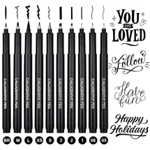 DealKits Kalligraphie Stifte Set 10 St. 10 Größen Schwarz