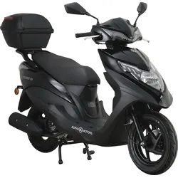 Motorroller ALPHA MOTORS "Topdrive", schwarz (schwarz, schwarz), Motorroller & Mofas, 85 km/h, mit USB-Anschluss, B:69cm H:113cm L:181,5cm