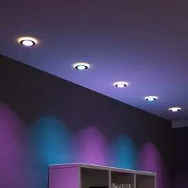 SSC-LUXon YAPU Glas Einbauspot flach mit LED Ring und WiFi Smarthome GU10 LED Strahler - Einbaulampe schwarz spiegelnd RGB CCT