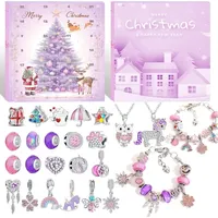 Schmuck Adventskalender 2025 für Mädchen & Frauen, 24 Türchen mit Armbändern, Halsketten, Ohrringen, Einhorn, Regenbogen, Weihnachtsgeschenke T...