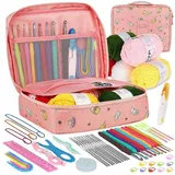 luxuskollektion Häkelnadel Set Rosa Katze für Anfänger mit Häkelgarn und Zubehör