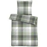 biberna Biber-Bettwäsche BELAMIS, Grün - 135 x 200 cm - Baumwolle - Polyester - mit Reißverschluss