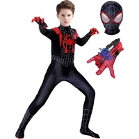 iksya Spider kostum Children Kinder Spider Costume - Kids Party Cosplay Superhero Suit + Launcher - Halloween Christmas Carnival Jumpsuit Set Gift Boys (Color : D, Size : L 130-140cm)