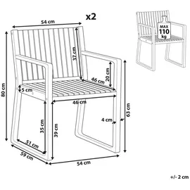Beliani Sassari II Gartenstuhl 54 x 80 x 54 cm hellbraun 2 St.
