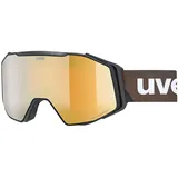 Uvex gravity FM - Skibrille für Damen und Herren - mit Visier - verspiegelt - black matt/gold-clear - one size