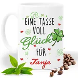 Eine Tasse voll Glück Personalisiert mit Namen| Geschenk Idee| Kaffee Tee Bürotasse | Fototasse, Motivtasse | Kaffeetasse, Teetasse |Keramik (Weiss.)