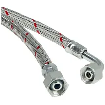 tecuro Ölschlauch 1200 mm x SR 8 LR x 3/8 Zoll Überwurfmutter (DN10), konisch dichtend, mit Rohrbogen 90°