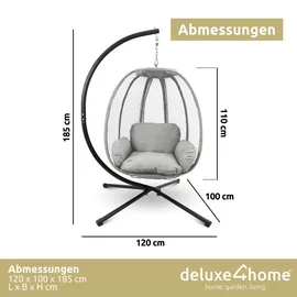 deluxe4home Hängesessel Hellgrau