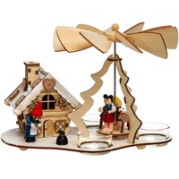 SIKORA Weihnachtspyramide P30 Hexenhaus 2-in-1 für Teelichte mit funktionsfähigem Räucherhaus