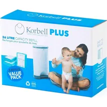 KORBELL - Nachfüllpackungen für Windelbehälter - MAXI - 26 L - x3 - Biologisch abbaubar - Geruchskontrolle - Kapazität 330 Windeln