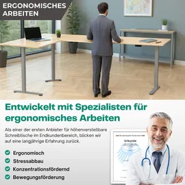 Albatros LIFT L7S Gestell für Eckschreibtisch Höhenverstellbar Elektrisch silber - Winkelschreibtisch Memoryfunktion, - Schreibtischgestell Höhenverstellbar und Stufenlos