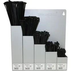 Kabelbänder, schwarz mit Wandhalter, 5-fach kleine Ausführung - 4499000068615