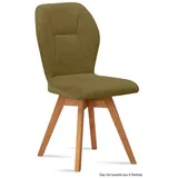 58 aufm Kessel Esszimmerstuhl Küchenstuhl drehbar (2er-Set) Draga 51x92x60 Eiche geölt/Marsala (Lieferung bis Verwendungsstelle, 8 St), Stabiles Gestell aus Massivholz pflegeleichter Bezug aus Microfaser grün