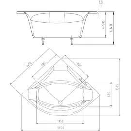 Polysan s.r.o. ROSANA Eckbadewanne 140 x 140 cm (64119)