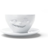 Fiftyeight PRODUCTS / Kaffeetasse mit Unterteiler „Zwinkernd“ 200 ml, weiß, Made in Germany)