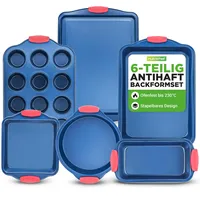 NutriChef 6-Teiliges Backformen Set Antihaft – Cake Baking Set PFOA, PFOS & PTFE-frei – Stapelbar & Platzsparend, Leicht zu Reinigen – mit Springform, Kuchenform Eckig, Backblech Groß & Muffin Blech