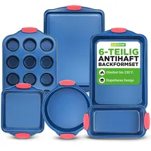 NutriChef 6-Teiliges Backformen Set Antihaft – Cake Baking Set PFOA, PFOS & PTFE-frei – Stapelbar & Platzsparend, Leicht zu Reinigen – mit Springform, Kuchenform Eckig, Backblech Groß & Muffin Blech