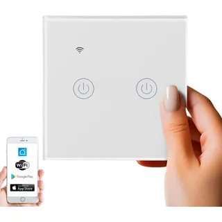 Echos Wlan Smart Touch Lichtschalter Glas 2.4GHz TouchSchalter Smart Life App Alexa und Google Home 2 Schaltausgänge