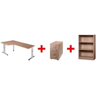 Möbel-Set »O-Line« 3-teilig, mit Winkelschreibtisch braun, HAMMERBACHER
