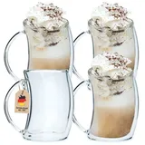 Intirilife Latte-Macchiato-Glas, Glas, Doppelwandiges Thermo Glas 200ml Teeglas Kaffeeglas Set Becher (4-tlg) weiß