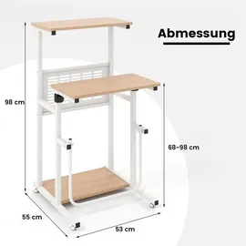 Costway Schreibtisch, Computertisch mit höhenverstellbarer Tischplatte, PC-Tisch stehend, Steh-Sitz Tisch, 55x53x98cm & Braun