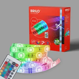 Briloner Leuchten – LED Band 5m außen, LED Strip dimmbar, RGB, IP44 spritzwassergeschützt, LED Streifen 150xRGB-LED/0,16W