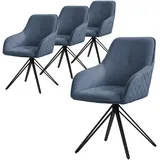 ML-Design Esszimmerstühle Drehbar 4Er Set Textil Webstoff Blau Drehstuhl