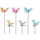 Mica decorations Gartenstecker Schmetterling 99 x 64 x 37 cm Blau/Rosa
