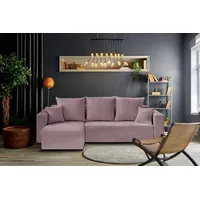 Beautysofa Ecksofa Hamlet, inkl. Schlaffunktion, Bettkasten, universelle Lounge-Ecke, stilvoll L-förmiges Schlafsofa, L-Form Corner Sofa aus Cordstoff rosa