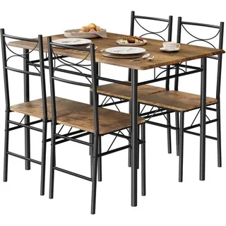 Woltu Esstisch mit 4 Stühlen, Essgruppe für 4 Personen, mit Metallgestell, mdf, : Vintagebraun Farbe: Vintagebraun