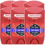 Old Spice 6 x Old Spice Captain Deostick für Männer je 50ml 0% Aluminium Salze 48H Fris...