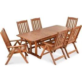 Konsimo Gartenmöbel-Set Hergestellt in EU und Handgefertigt "ALCES", braun, aus massivem Kiefernholz, 160/210x73x90 | 663x106x73 cm - Braun