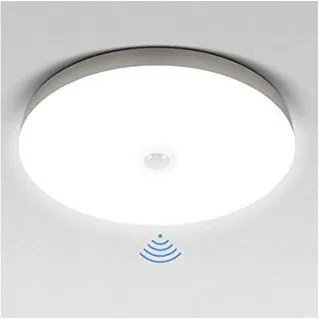 LETGOSPT Deckenleuchte LED Deckenleuchte mit Bewegungsmelder Sensor Leuchte Balkon Lampe, IP54 Wasserfest, LED fest integriert, Kaltweiß, 18W 1800LM, Deckenlampe 6500K für Balkon Flur Garage Treppe Gang weiß 12W Kaltweiß | Ø 22 cm x 4.5 cm