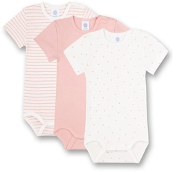 Sanetta Baby Body 3er Pack - Kurzarm Strampler mit Muster Weiß/Rosa 68